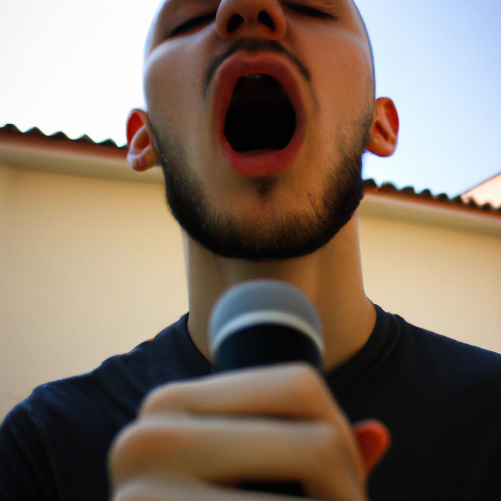 Person doing vocal warm-up